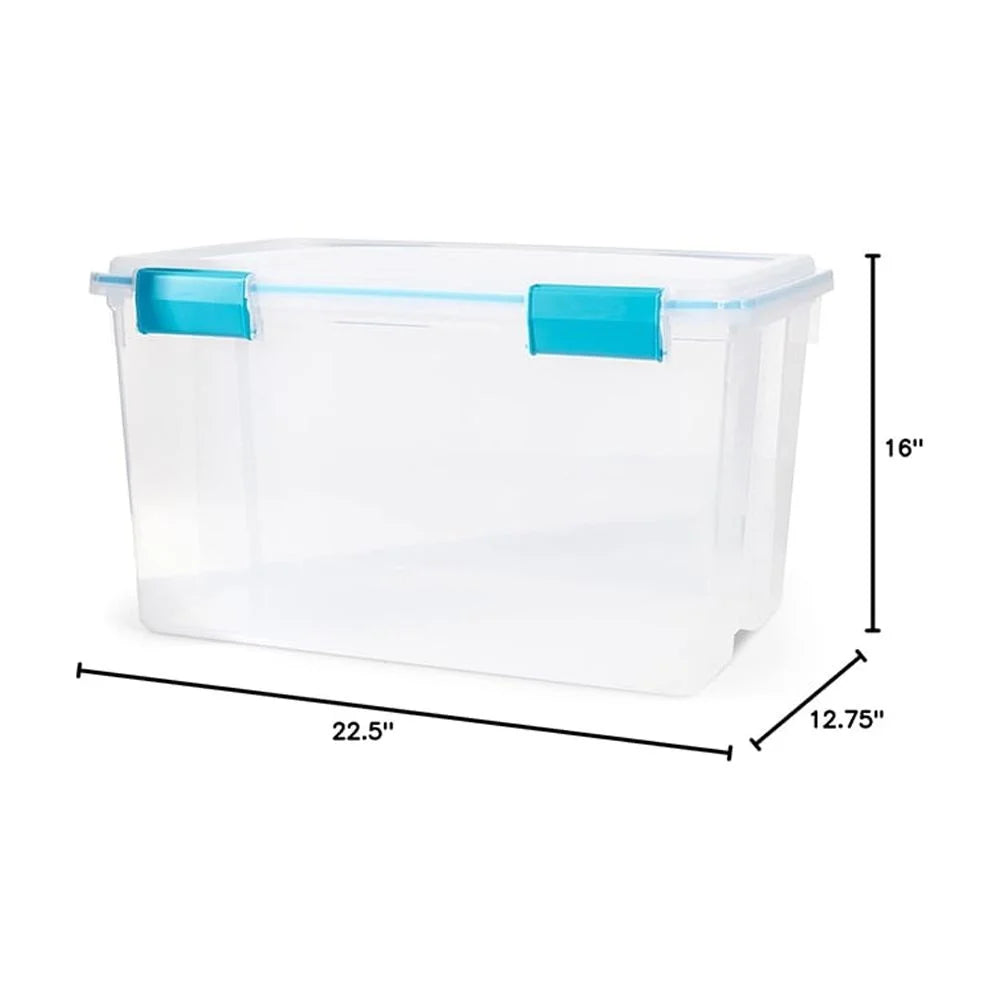 4-Pack 54 Qt Stackable Clear Storage Bins with Durable Latching Lids Space-Saving Sturdy Storage Box For Home Office Organization Clear Base and Lid – Stackable Organization for Flexible Room-to-Room Use