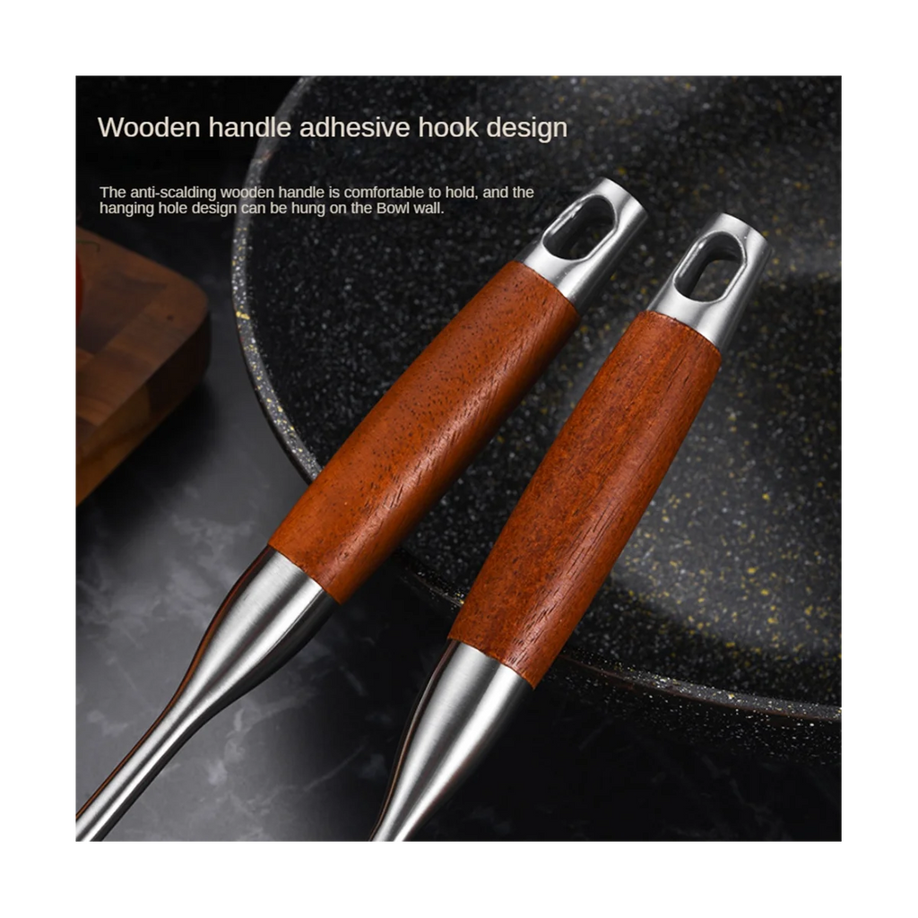 Stainless Steel for Carbon Steel Stainless Steel Wok Metal Wok Tools Set Wooden Handle Soup Ladle – Convenient Carry Handles for Flexible Room-to-Room Use