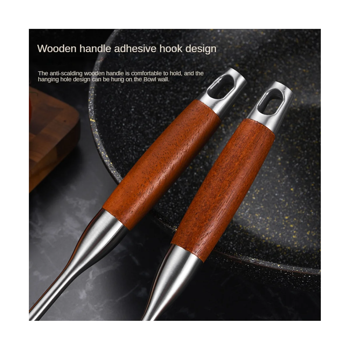 Stainless Steel for Carbon Steel Stainless Steel Wok Metal Wok Tools Set Wooden Handle Soup Ladle – Convenient Carry Handles for Flexible Room-to-Room Use