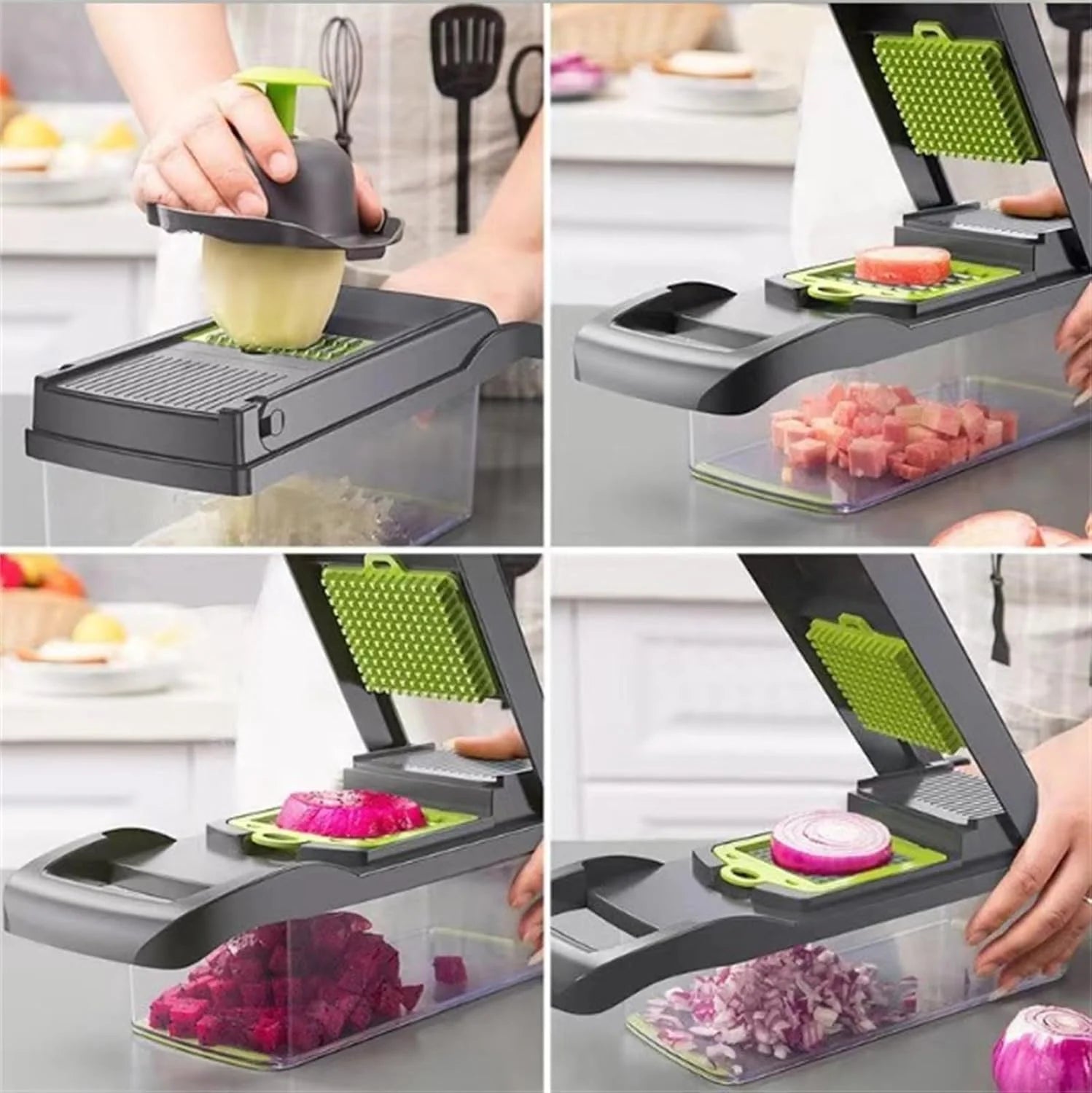 14Pcs Multi-Functional Vegetable Cutter & Slicer Trendgolden Food Chopper Stainless Steel Blades Kitchen Gadgets & Accessories (Pink) – Durable Stainless Steel Construction for Flexible Room-to-Room Use