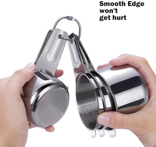 Measuring Cups 7PCS Stainless Steel Measuring Cups with a Storage Bag for Cooking & Baking Dishwasher Suitable – Durable Stainless Steel Construction for Flexible Room-to-Room Use