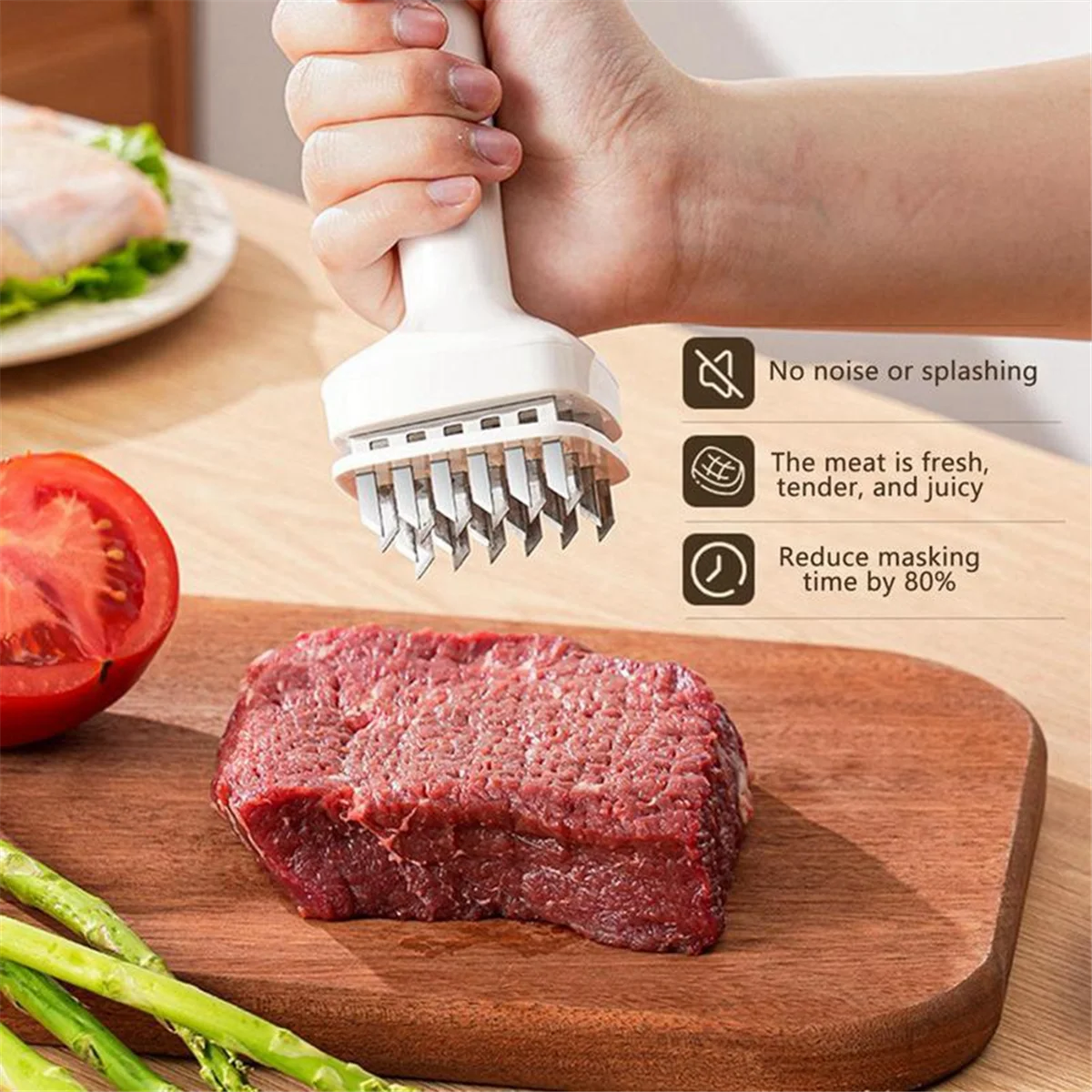 Meat Tenderizer Needle Stainless Steel Prongs Food Grade 5.5x5.5x17cm White – Durable Stainless Steel Construction for Flexible Room-to-Room Use