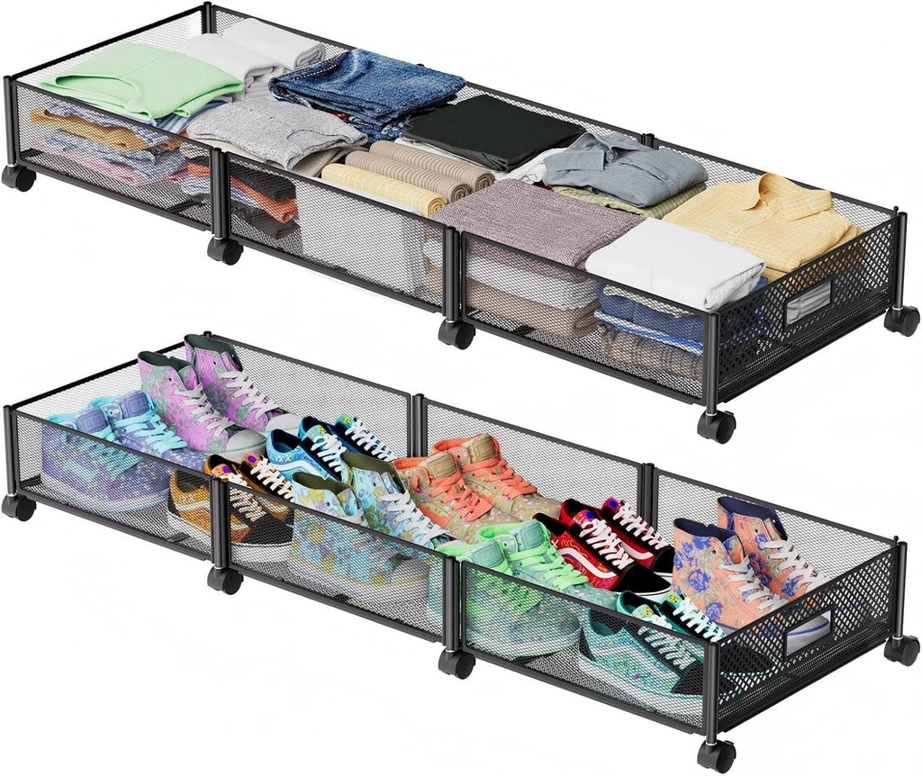 47.2'' Long Under Bed Storage on Wheels 57.6L Large Capacity Rolling Under the Bed Storage Containers Tool-Free Assembly Foldable Underbed Shoes Clothes Toy Drawers – Everyday Household Format for Flexible Room-to-Room Use