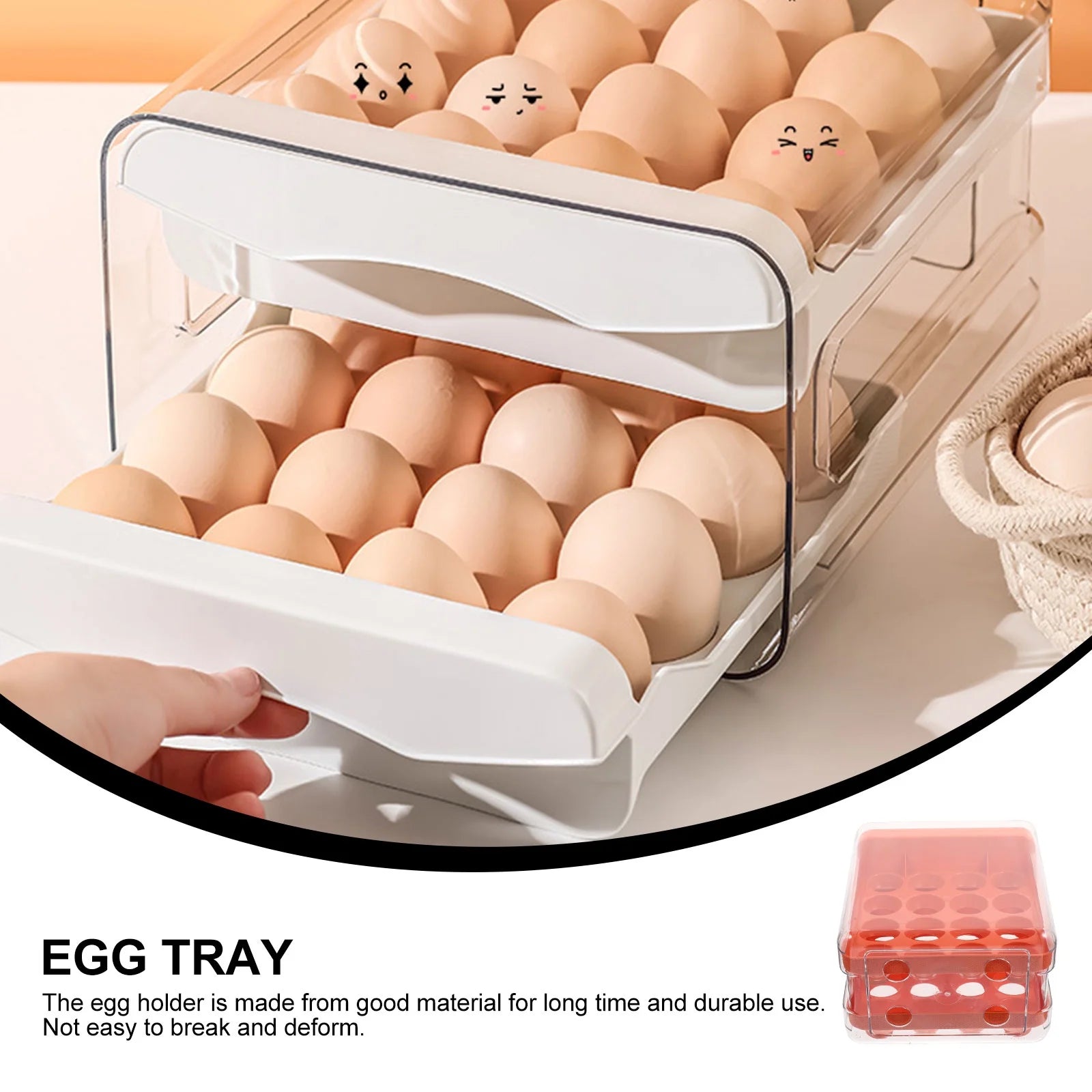 Holder Decor Egg Storage Box Egg Storage Shelf 21.5x22.5x14cm Orange – Practical Home Organization for Flexible Room-to-Room Use