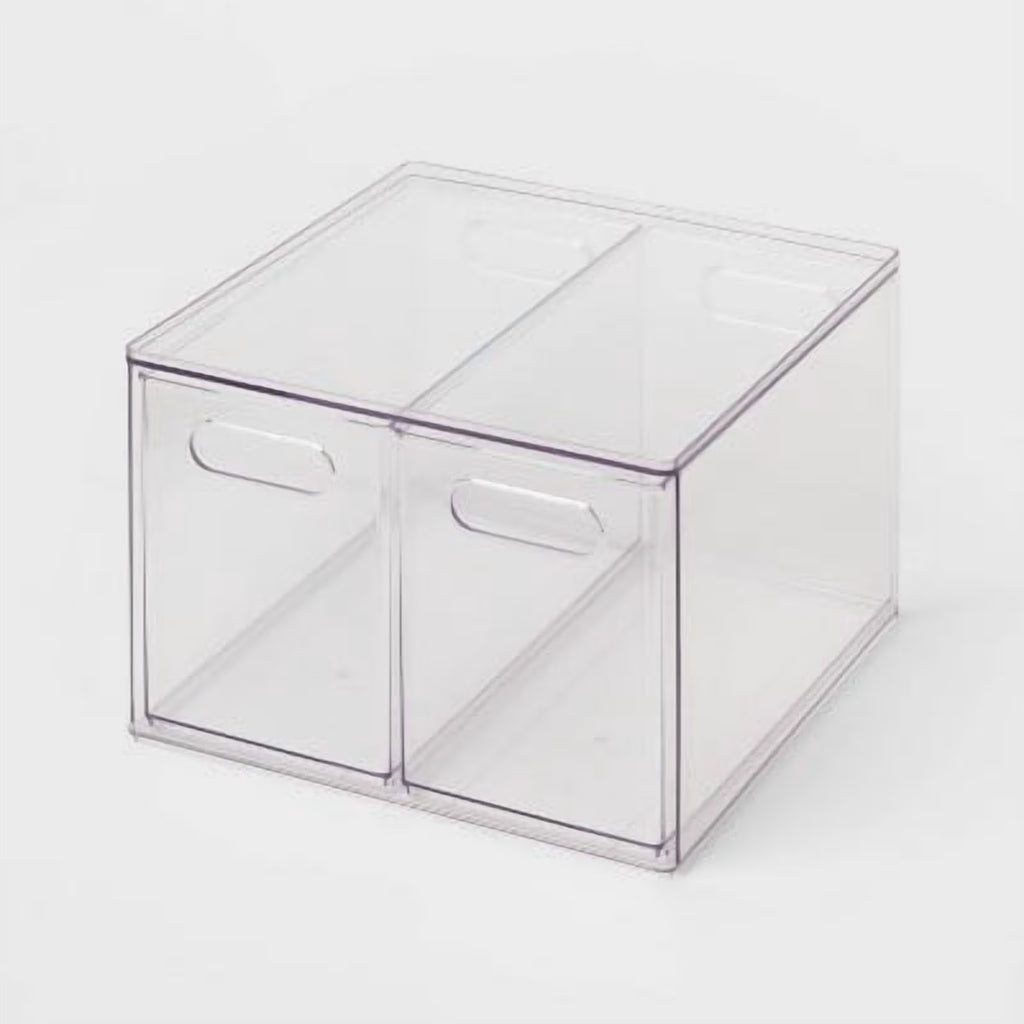 All Purpose 2 Drawer Storage ClearAcrylic Utility Bins,1352 Volume,H 12.6D 12.2 – Practical Home Organization for Flexible Room-to-Room Use