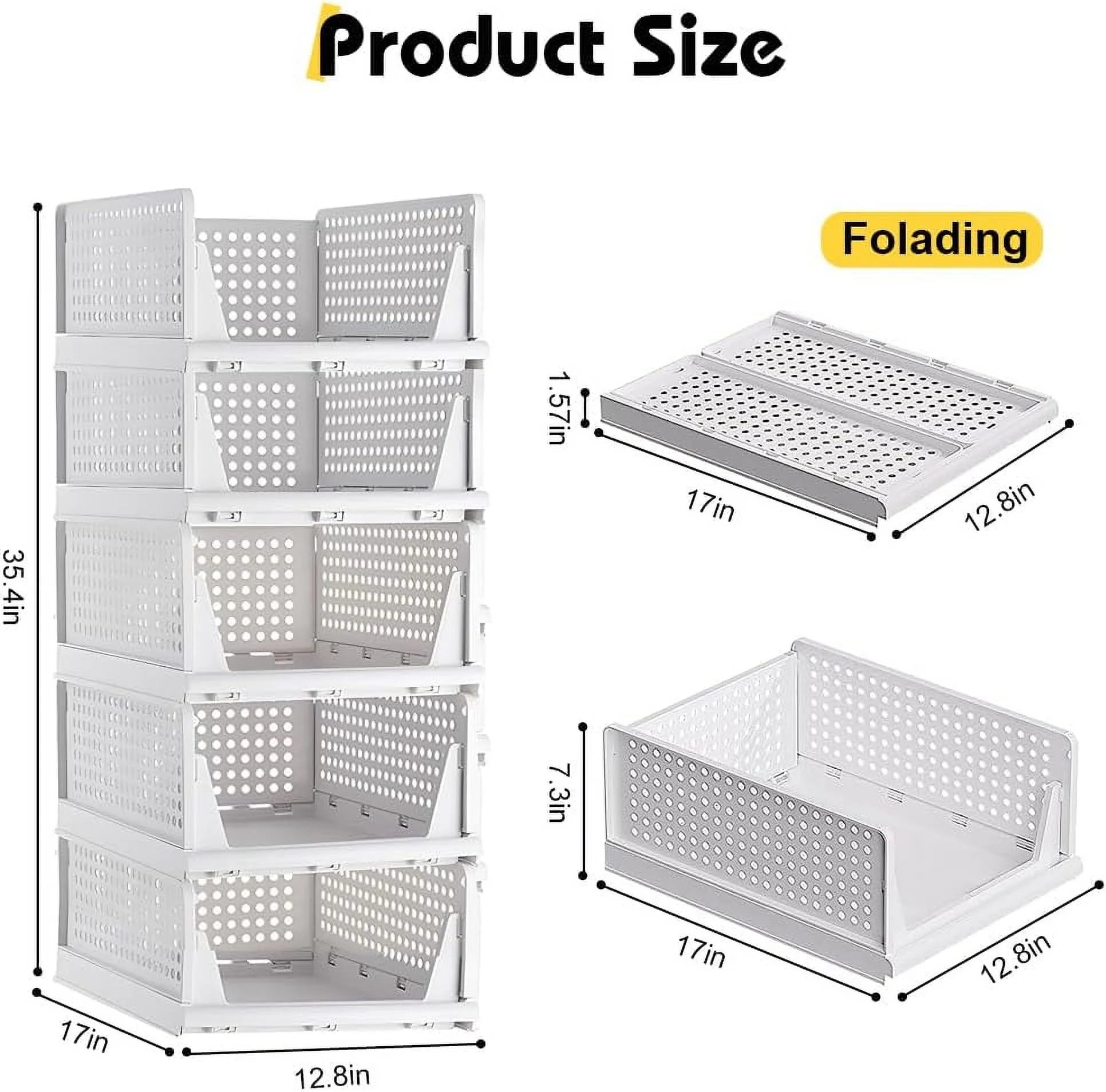 5 Pack Stackable Closet Storage Box,Closet Shelf Organizer and Storage Plastic Drawer Storage,Wardrobe Organizer Closet Organizers Storage Box for Cupboard Kitchen Office(5L) – Stackable Organization for Flexible Room-to-Room Use