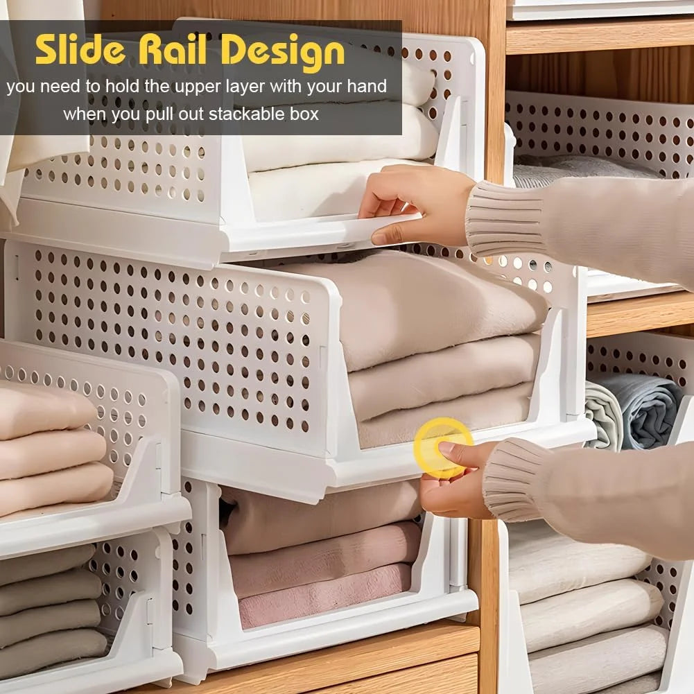 5 Pack Stackable Closet Storage Box,Closet Shelf Organizer and Storage Plastic Drawer Storage,Wardrobe Organizer Closet Organizers Storage Box for Cupboard Kitchen Office(5L) – Stackable Organization for Flexible Room-to-Room Use
