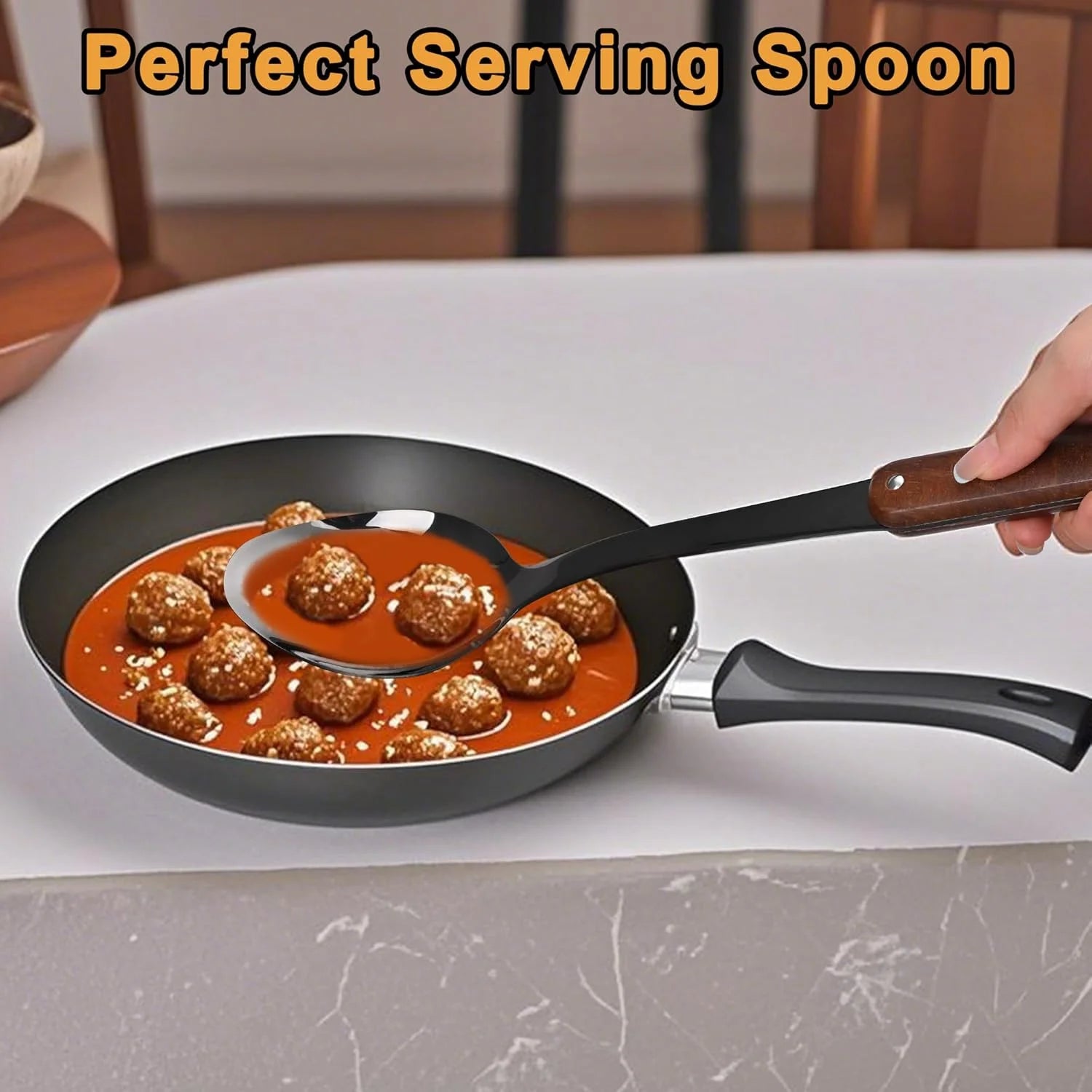 Stainless Steel Cooking Utensils Set Mirror Polished 6 Pieces Kitchen Utensils Set Kitchen Tools Set With Wooden Handle Non-Stick Heat Resistant,Dishwasher Suitable Easy to Clean – Convenient Carry Handles for Flexible Room-to-Room Use