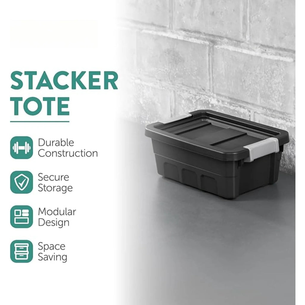 6-Pack Plastic Storage Bins with Lids Stackable Containers 4 Gallon Black – Stackable Organization for Flexible Room-to-Room Use