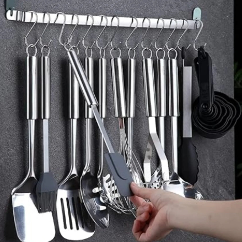 Kitchen Utensils Set 38 Pieces Stainless Steel Cooking Utensils Set Kitchen Gadgets Cookware Kitchen Tool Set with Utensil Holder Rack And Hooks For Hanging Dishwasher Suitable – Space-Saving Hanging Design for Flexible Room-to-Room Use