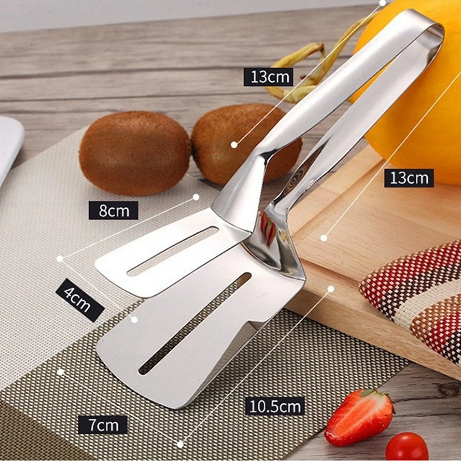 Stainless Steel Double-Sided Shovel Clip Stainless Steel Spatula Kitchen Tongs,Grill Clamp Flipping Spat – Durable Stainless Steel Construction for Flexible Room-to-Room Use