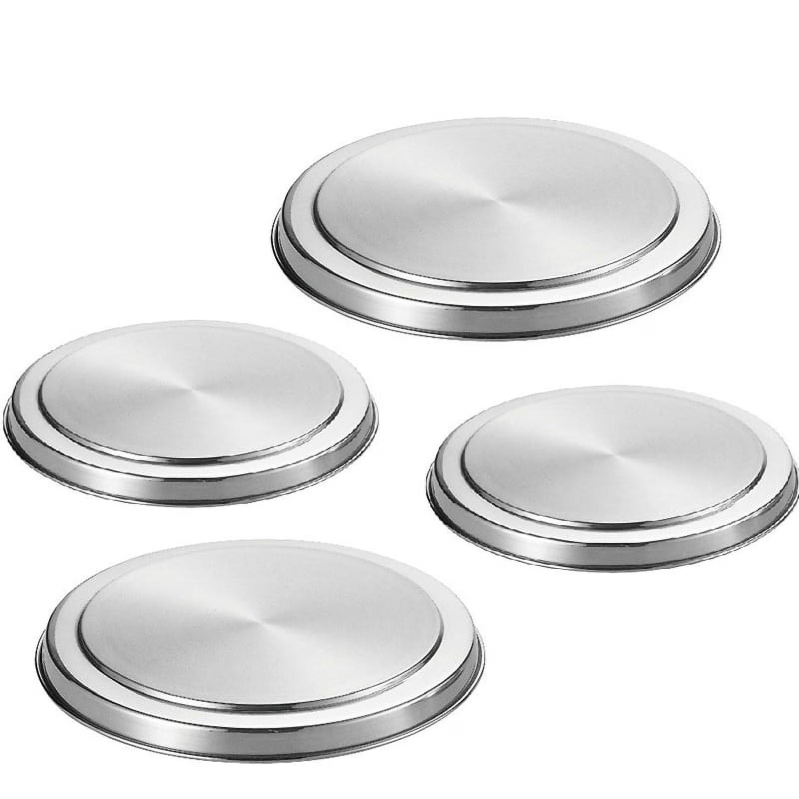 4Pcs Stainless Steel Hob Covers Stove Plate Top Cooker Protector Kit Set Utensils 17/21CM Kitchen Accessories – Durable Stainless Steel Construction for Flexible Room-to-Room Use