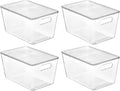 Clear Stackable Storage Bins with Lids Large Plastic Containers with Handle for Pantry Organizer and Storage,Suitable for Bathroom,Cabinet,Kitchen,Fridge,Closet Organization – Stackable Organization for Flexible Room-to-Room Use