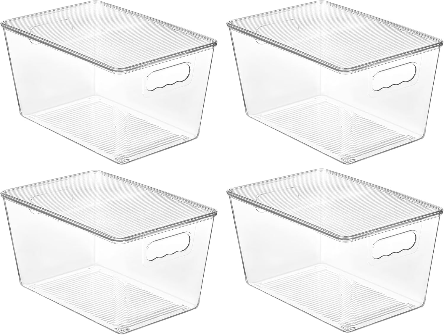 Clear Stackable Storage Bins with Lids Large Plastic Containers with Handle for Pantry Organizer and Storage,Suitable for Bathroom,Cabinet,Kitchen,Fridge,Closet Organization – Stackable Organization for Flexible Room-to-Room Use