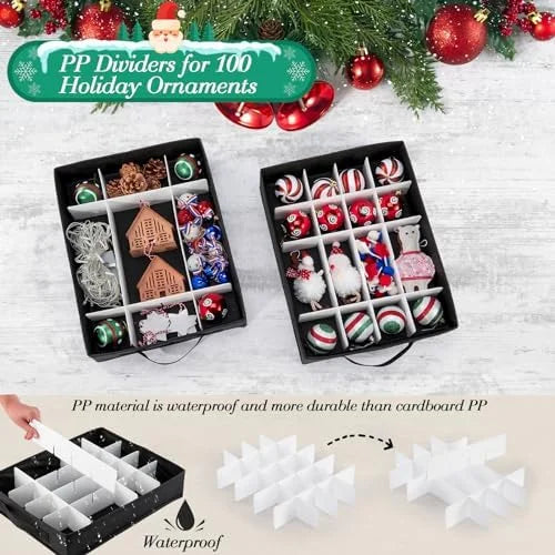 Christmas Ornament Storage Containers -Holds Up to 100 Holiday Ornaments with 5 Removable Trays Large Storage Box with Clear Covered Top & Sturdy Handles – Clear-View Organization for Flexible Room-to-Room Use