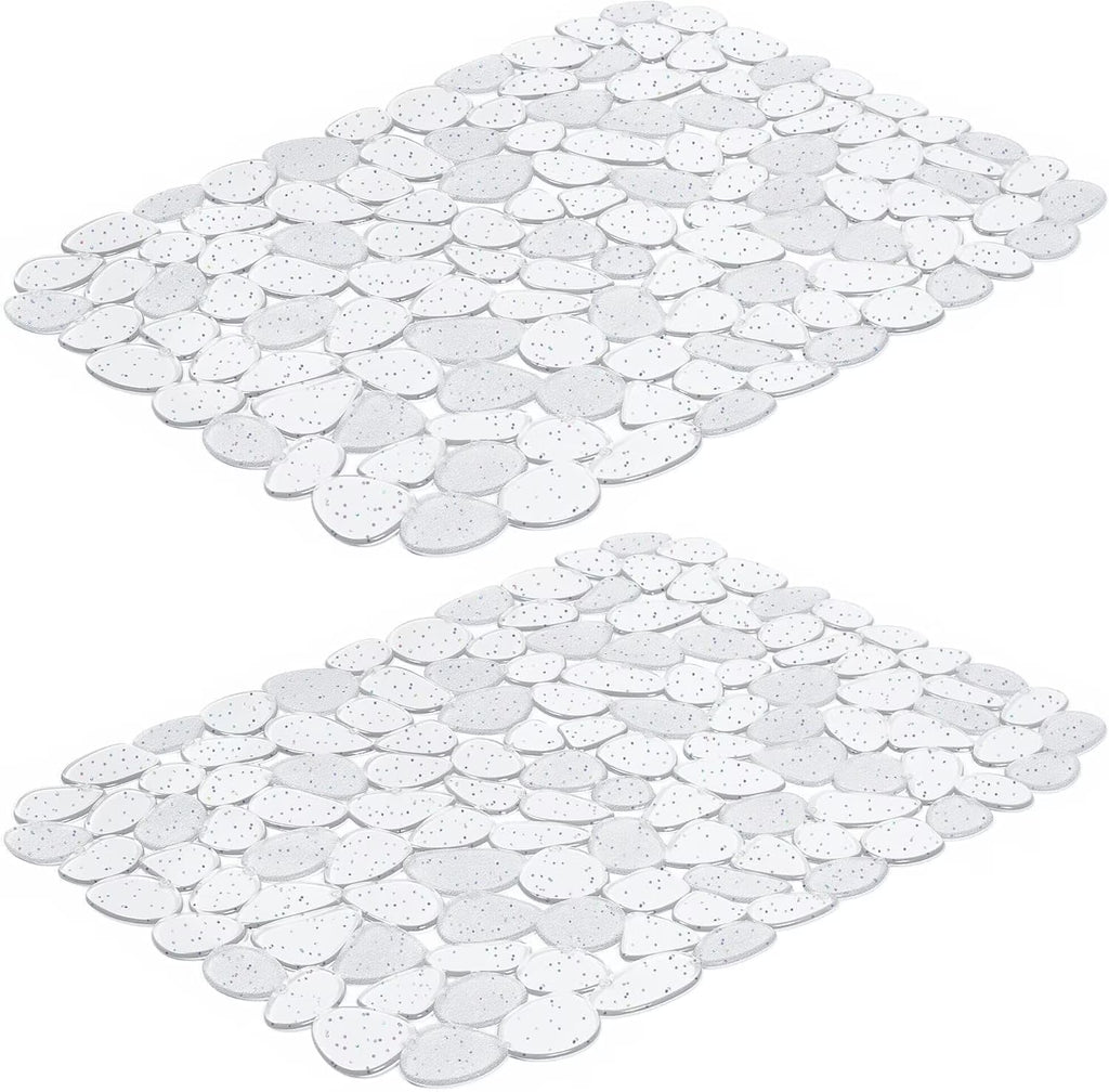 Bligli Pebble Sink Mat 2-Pack - PVC Kitchen Protector for Stainless Steel/Ceramic Dish Drying Mat for Dishes 15.7" x 11.8" Bling Clear – Clear-View Organization for Flexible Room-to-Room Use