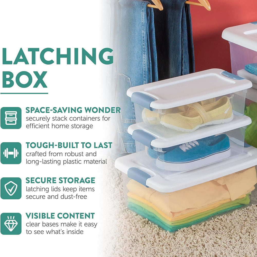 12-Pack Latching Box Stackable Storage Bins with Lids Clear Plastic 6 Quart – Stackable Organization for Flexible Room-to-Room Use