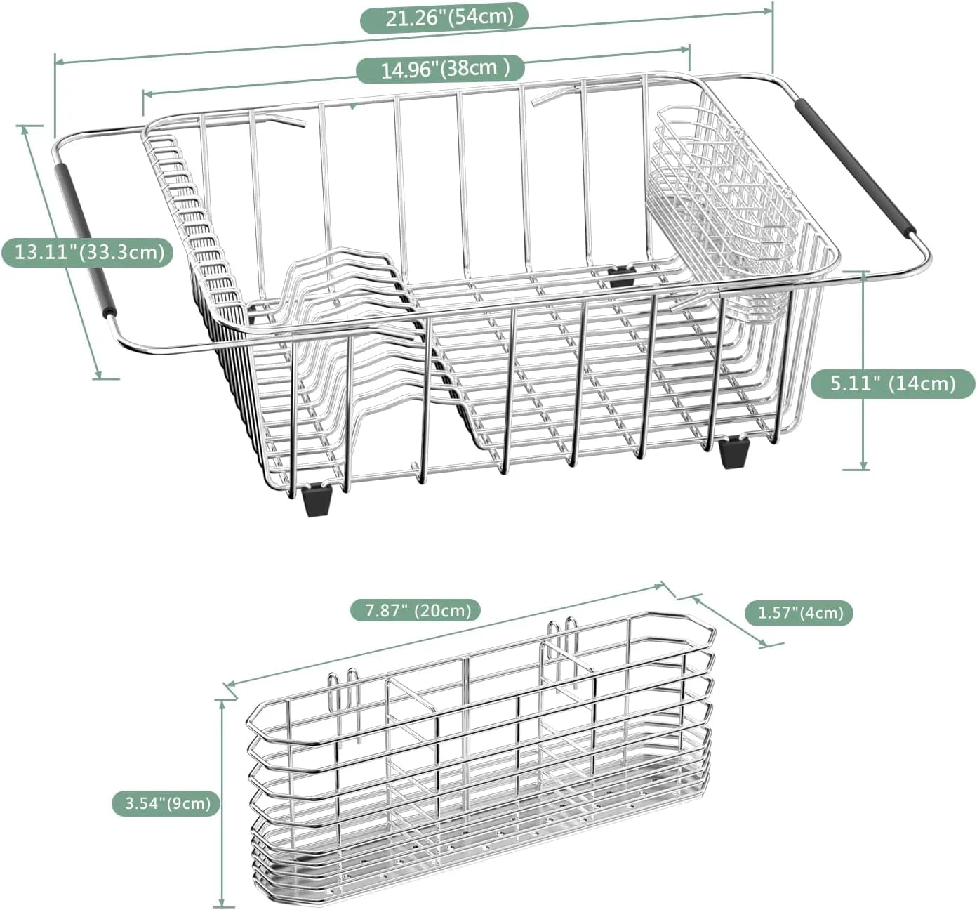 Dish Drying Rack in-Sink 304 Stainless Steel Dish Drainer with Stainless Steel Silverware Holder Over Inside Sink-Adjustable – Durable Stainless Steel Construction for Flexible Room-to-Room Use
