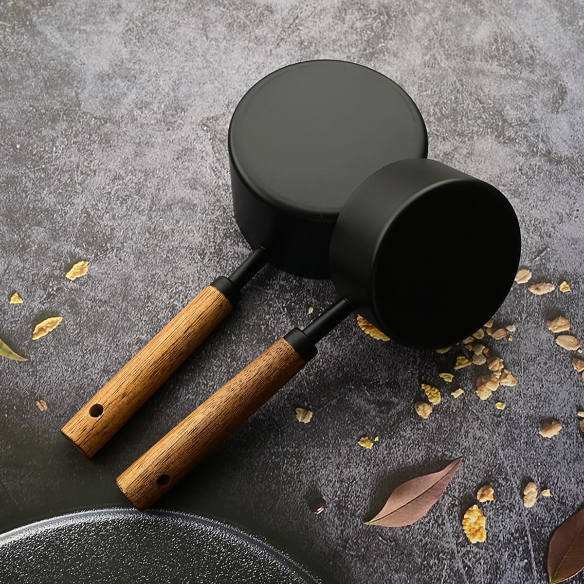 8 pieces Golden Measuring Cups Set and Measuring Spoons Set with Scale Wooden Handle Stainless Steel Dry & Liquid Measuring Cup for Cooking Baking – Convenient Carry Handles for Flexible Room-to-Room Use