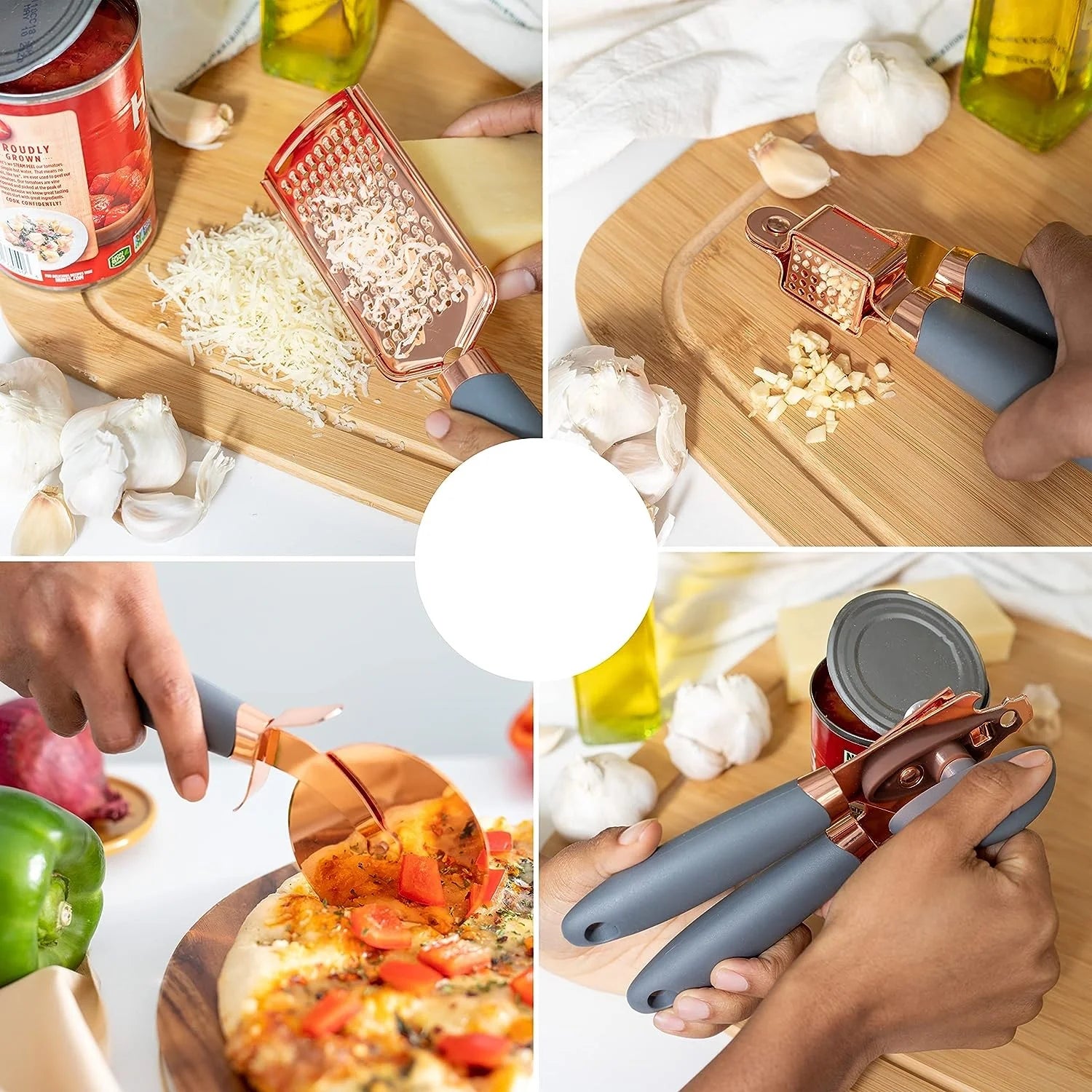 7-Piece Kitchen Gadget Set Copper Coated Stainless Steel Tableware with Soft Touch Handle – Convenient Carry Handles for Flexible Room-to-Room Use
