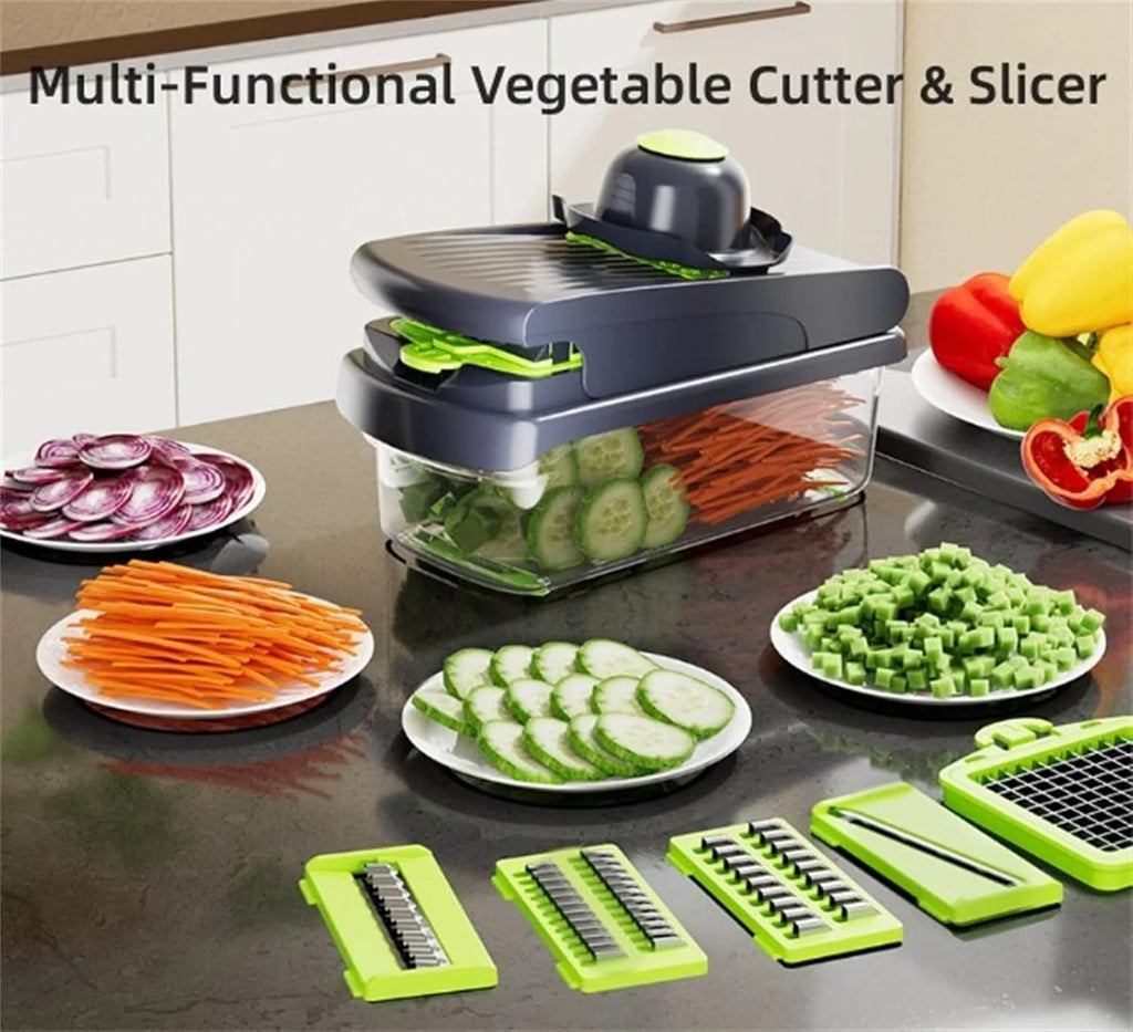 14Pcs Multi-Functional Vegetable Cutter & Slicer Trendgolden Food Chopper Stainless Steel Blades Kitchen Gadgets & Accessories (Pink) – Durable Stainless Steel Construction for Flexible Room-to-Room Use