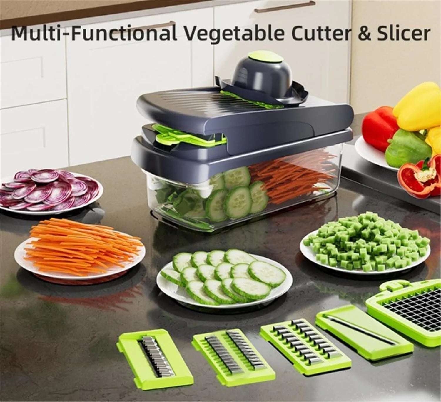 14Pcs Multi-Functional Vegetable Cutter & Slicer Trendgolden Food Chopper Stainless Steel Blades Kitchen Gadgets & Accessories (Pink) – Durable Stainless Steel Construction for Flexible Room-to-Room Use