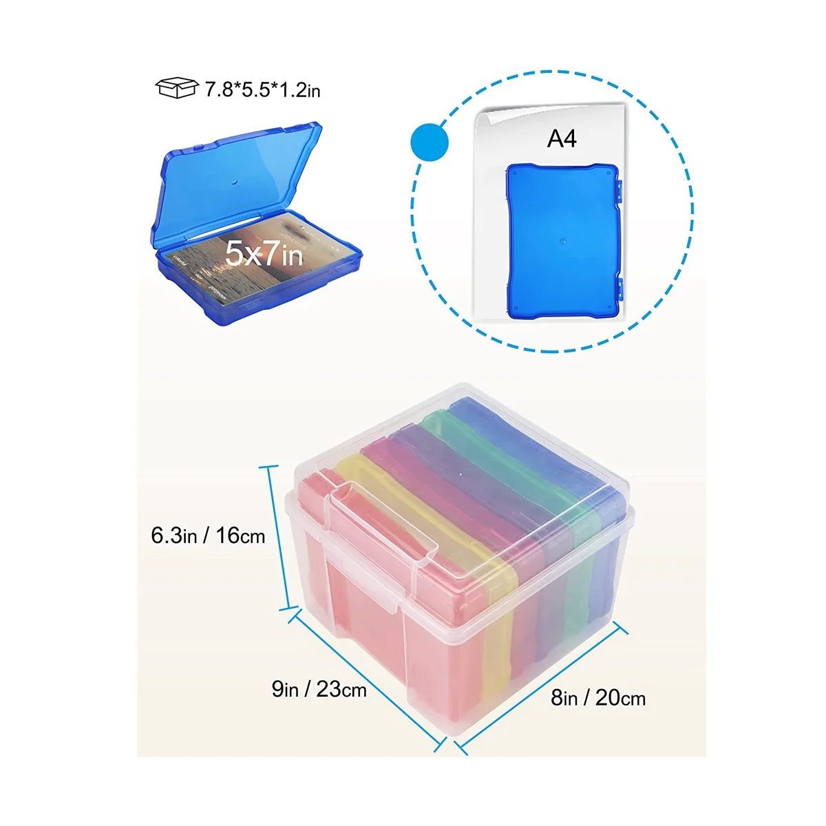 5X7 Inch Photo Storage Box Organizer Picture Containers Multicolor Plastic Craft Keeper Case – Practical Home Organization for Flexible Room-to-Room Use