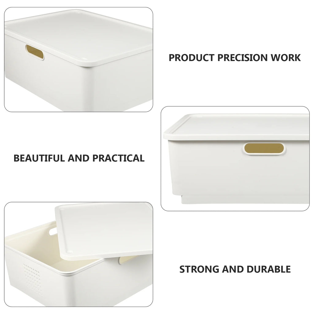 Japanese Storage Box Kitchen Shelves Basket Containers with Lids White – Multiroom Organization Format for Flexible Room-to-Room Use