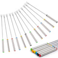 12PCS 9.5 Inch Color-Coded Stainless Steel Fondue Forks Cheese Fork Fruit with Heat-Blocking – Durable Stainless Steel Construction for Flexible Room-to-Room Use