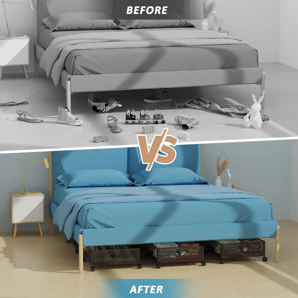 47.2'' Long Under Bed Storage on Wheels 57.6L Large Capacity Rolling Under the Bed Storage Containers Tool-Free Assembly Foldable Underbed Shoes Clothes Toy Drawers – Everyday Household Format for Flexible Room-to-Room Use