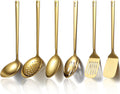 Gold Kitchen Utensils Set 6pcs Titanium Plating Stainless Steel Cooking Utensils Set Heavy Duty Kitchen Tools Spatulas Set Home Essentials Kitchen Gadgets Accessories – Durable Stainless Steel Construction for Flexible Room-to-Room Use